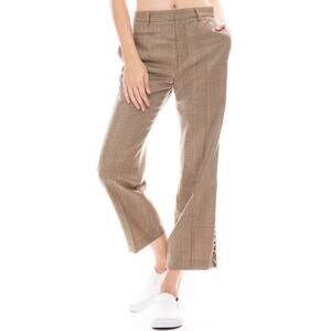 R13 Brown Glen Plaid Leopard Stripe Cropped Tuxedo Trouser Pants Wool 26 $595